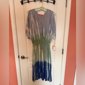Simply Southern Blue and Green Tie-Dye Dress